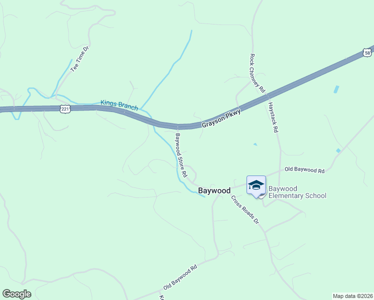 map of restaurants, bars, coffee shops, grocery stores, and more near Baywood Store Road in Galax
