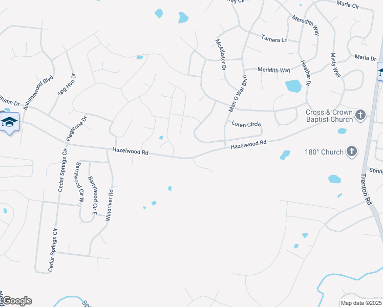 map of restaurants, bars, coffee shops, grocery stores, and more near 1571 Hazelwood Road in Clarksville
