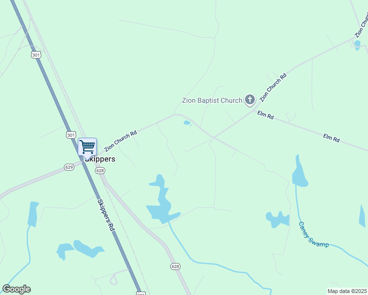 map of restaurants, bars, coffee shops, grocery stores, and more near 721 Zion Church Road in Emporia
