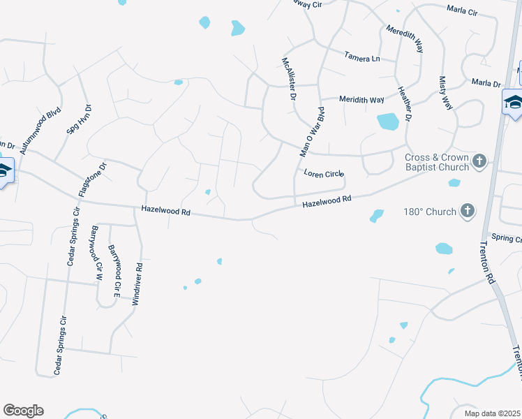 map of restaurants, bars, coffee shops, grocery stores, and more near 1571 Hazelwood Road in Clarksville