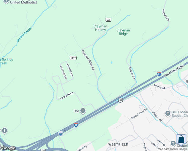 map of restaurants, bars, coffee shops, grocery stores, and more near 23247 Clayman Valley Road in Bristol
