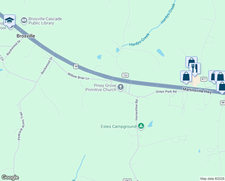 map of restaurants, bars, coffee shops, grocery stores, and more near 820-822 Grays Park Road in Danville