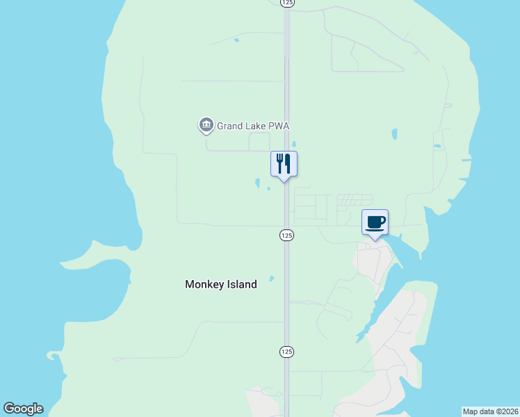 map of restaurants, bars, coffee shops, grocery stores, and more near 55995 East 280 Road in Monkey Island