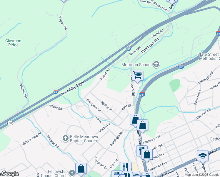 map of restaurants, bars, coffee shops, grocery stores, and more near 401 Gordon Avenue in Bristol