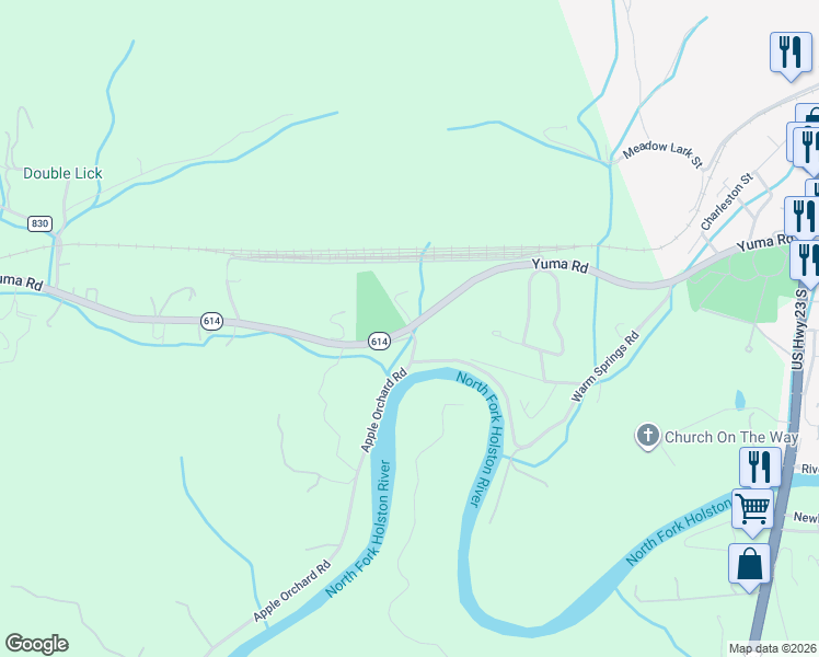 map of restaurants, bars, coffee shops, grocery stores, and more near 1038 Yuma Road in Gate City