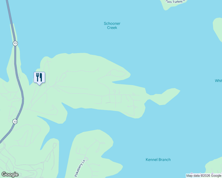 map of restaurants, bars, coffee shops, grocery stores, and more near County Road 13-310 in Kimberling City
