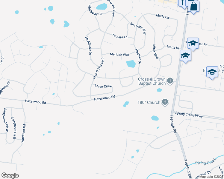 map of restaurants, bars, coffee shops, grocery stores, and more near 1324 Loren Circle in Clarksville