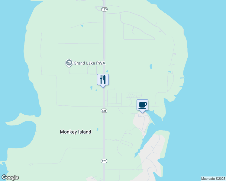 map of restaurants, bars, coffee shops, grocery stores, and more near 27950 Oklahoma 125 in Afton