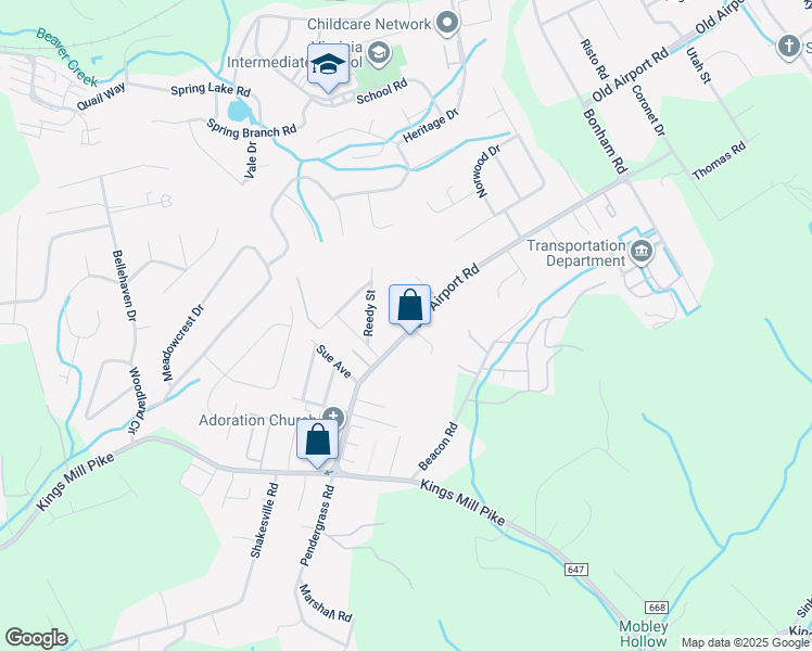 map of restaurants, bars, coffee shops, grocery stores, and more near 200 Old Airport Road in Bristol