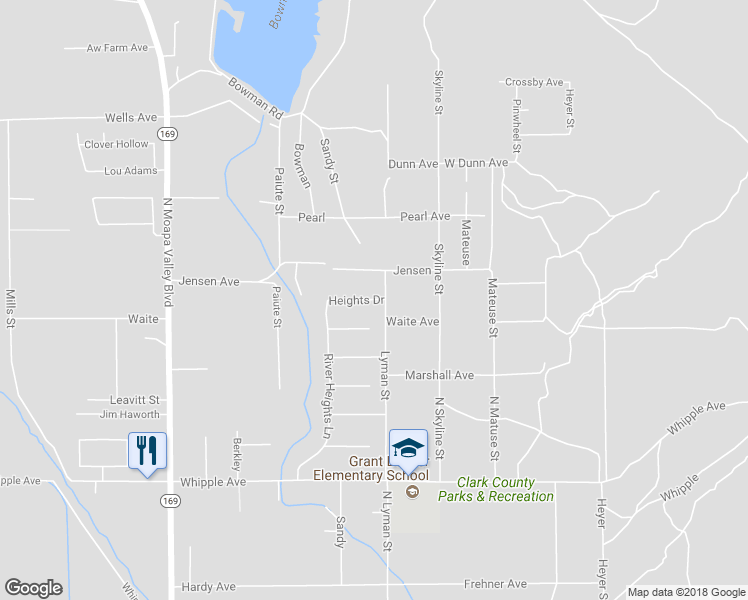 map of restaurants, bars, coffee shops, grocery stores, and more near 1604 Heights Drive in Moapa Valley
