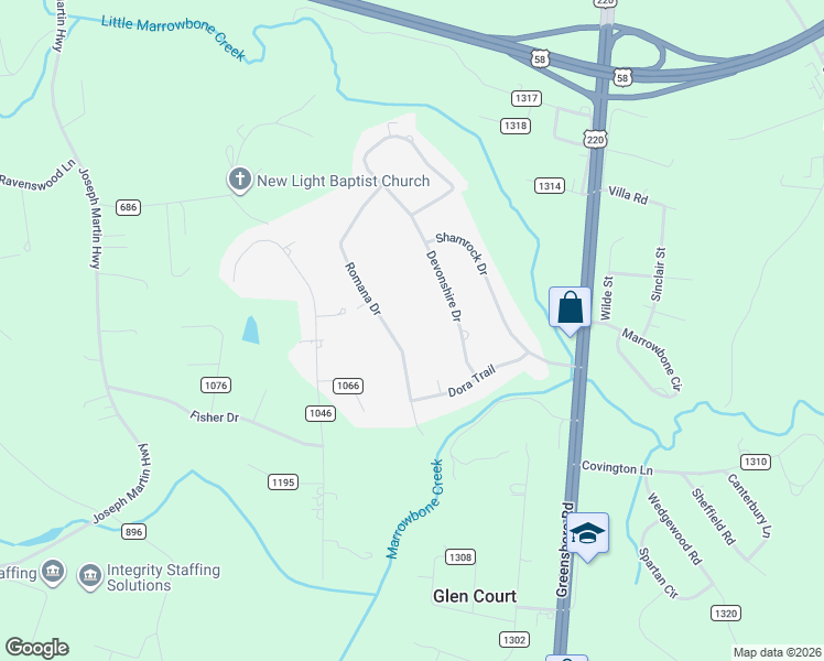 map of restaurants, bars, coffee shops, grocery stores, and more near 379 Romana Drive in Ridgeway