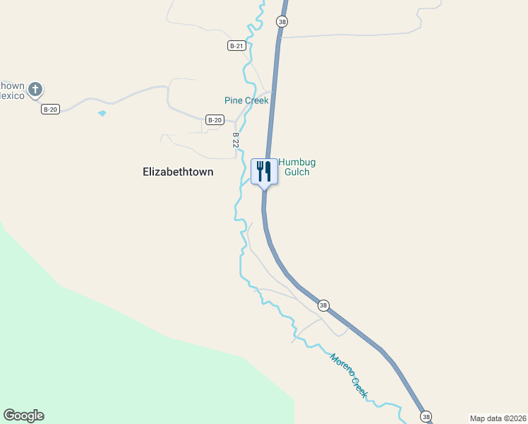 map of restaurants, bars, coffee shops, grocery stores, and more near New Mexico 38 in Eagle Nest