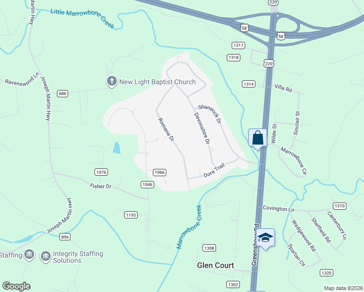 map of restaurants, bars, coffee shops, grocery stores, and more near 379 Romana Drive in Ridgeway