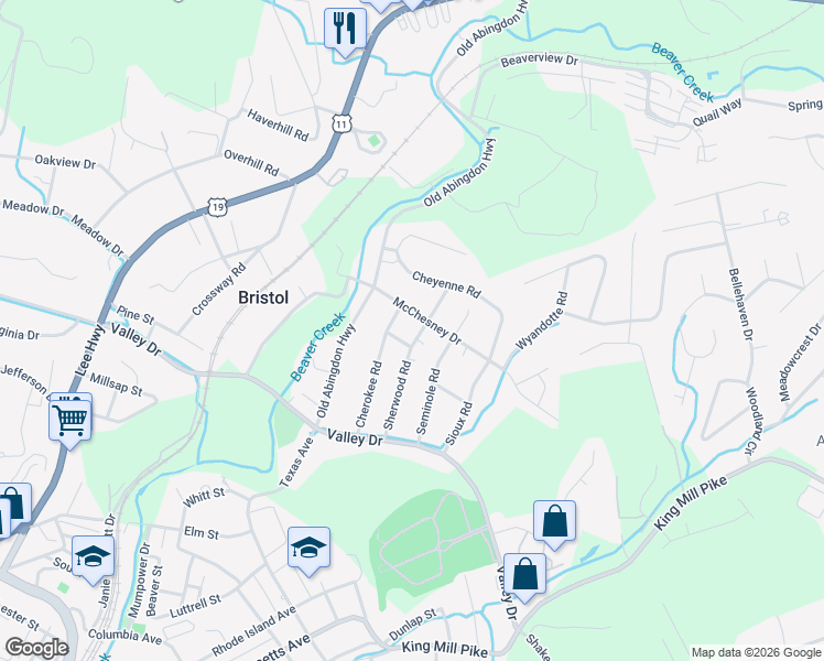 map of restaurants, bars, coffee shops, grocery stores, and more near 301-399 Sherwood Rd in Bristol