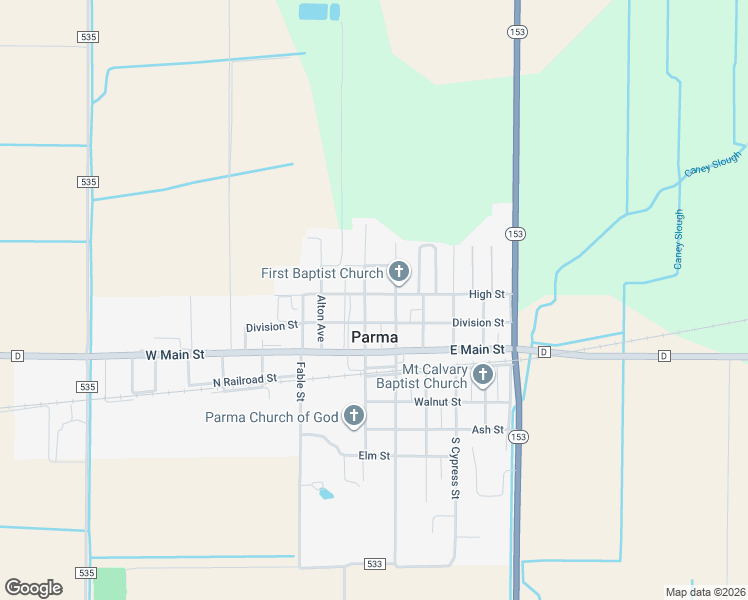 map of restaurants, bars, coffee shops, grocery stores, and more near 201-299 North Broad Street in Parma