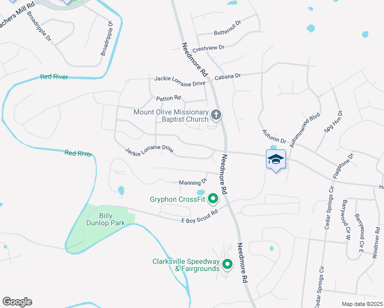 map of restaurants, bars, coffee shops, grocery stores, and more near 2064 Jackie Lorraine Drive in Clarksville