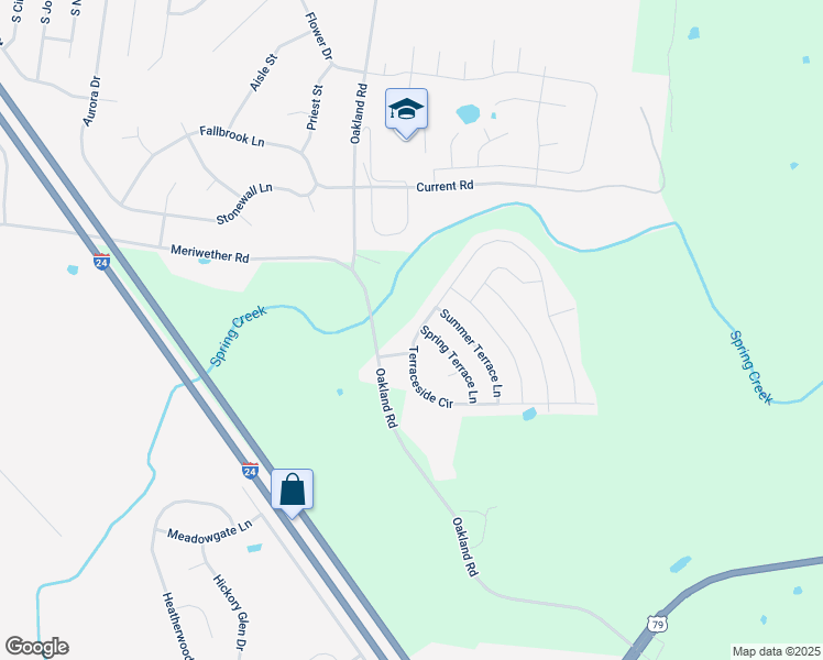 map of restaurants, bars, coffee shops, grocery stores, and more near 979 Terraceside Circle in Clarksville