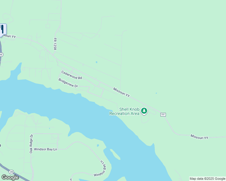 map of restaurants, bars, coffee shops, grocery stores, and more near 26551 State Highway YY in Shell Knob