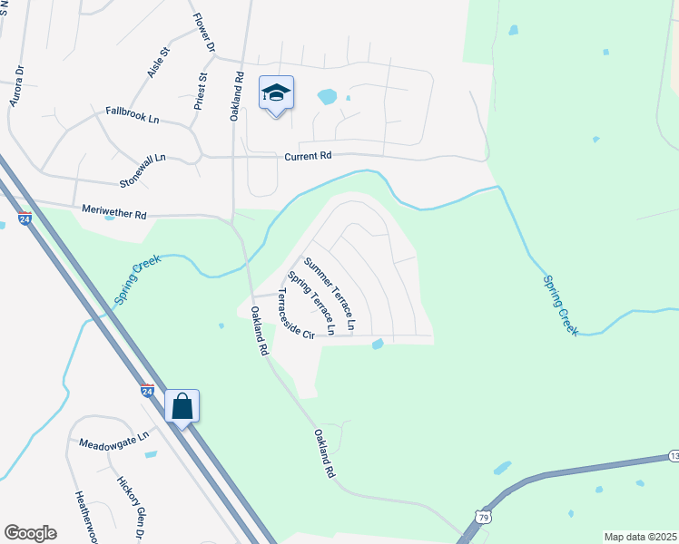 map of restaurants, bars, coffee shops, grocery stores, and more near 252 Autumn Terrace Lane in Clarksville