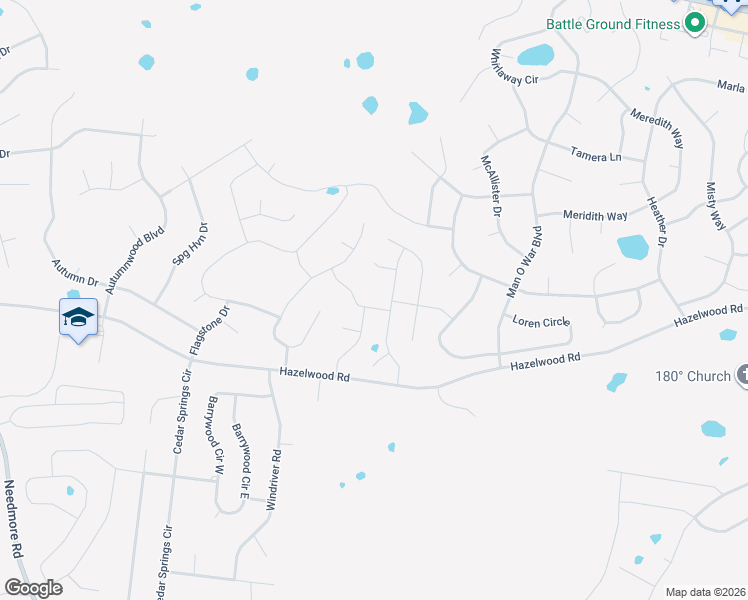 map of restaurants, bars, coffee shops, grocery stores, and more near 1263 Bailywick Drive in Clarksville