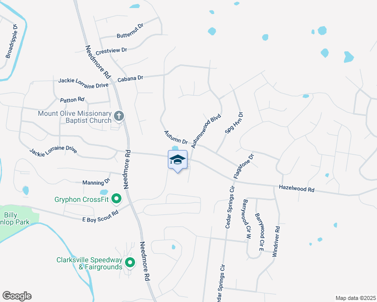 map of restaurants, bars, coffee shops, grocery stores, and more near 1735 Hazelwood Road in Clarksville
