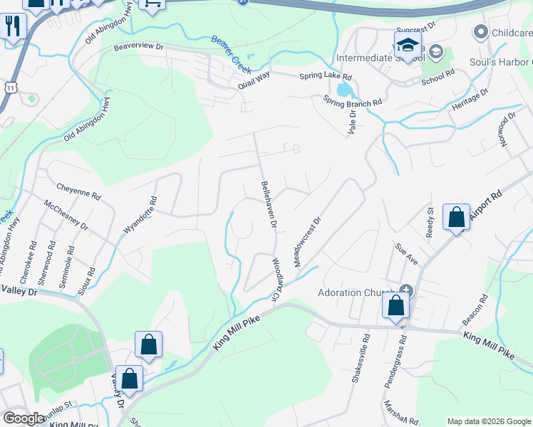 map of restaurants, bars, coffee shops, grocery stores, and more near 493 Bellehaven Drive in Bristol