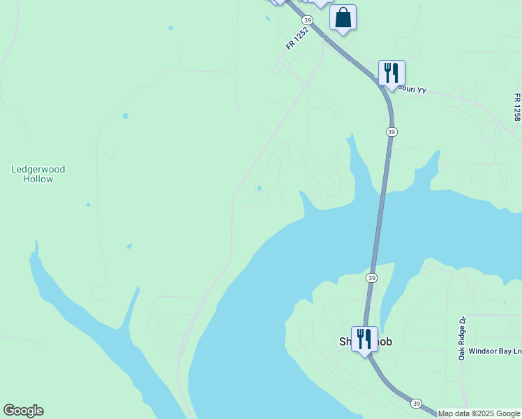 map of restaurants, bars, coffee shops, grocery stores, and more near 21460 Winter Mist Lane in Shell Knob