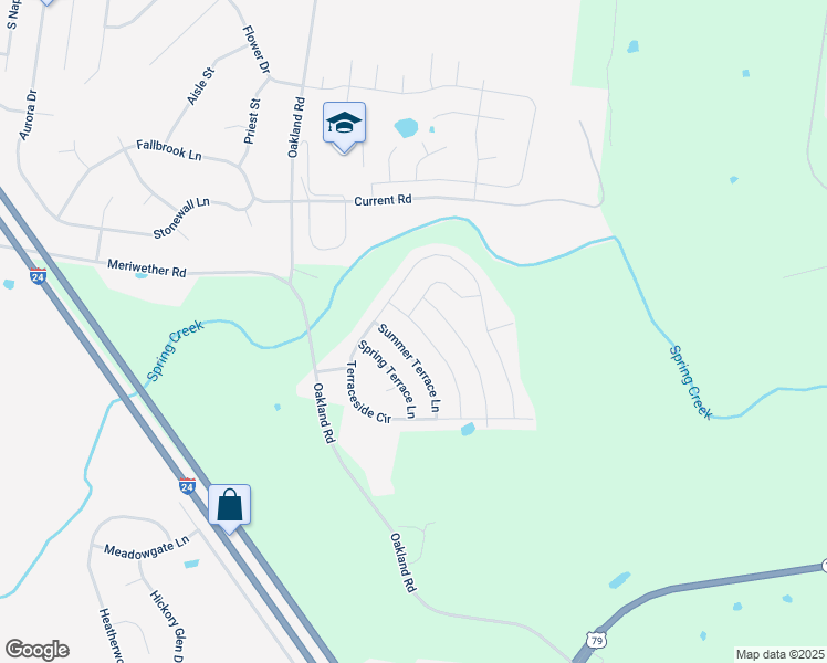map of restaurants, bars, coffee shops, grocery stores, and more near 252 Autumn Terrace Lane in Clarksville