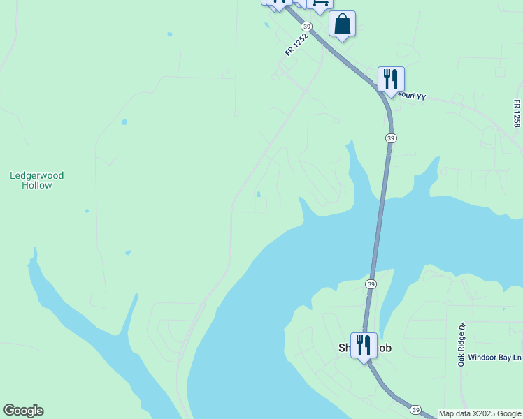 map of restaurants, bars, coffee shops, grocery stores, and more near 21460 Winter Mist Lane in Shell Knob