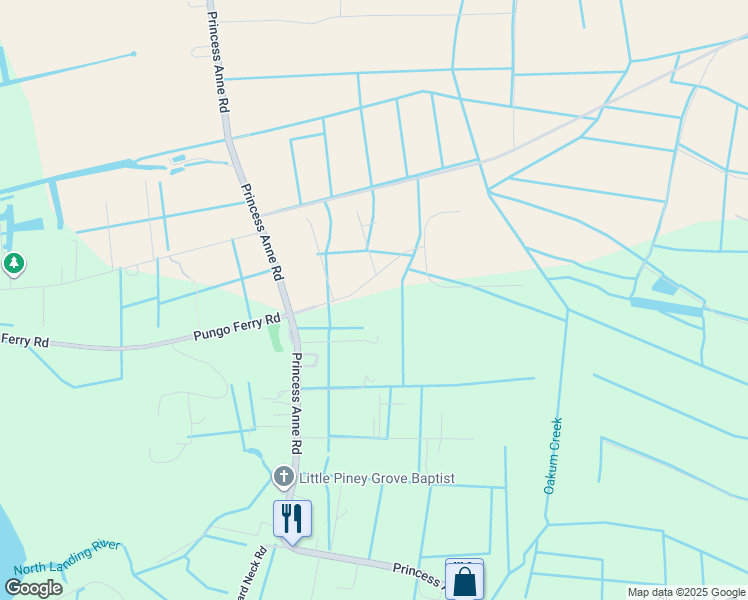 map of restaurants, bars, coffee shops, grocery stores, and more near 2033 Williams Farm Road in Virginia Beach