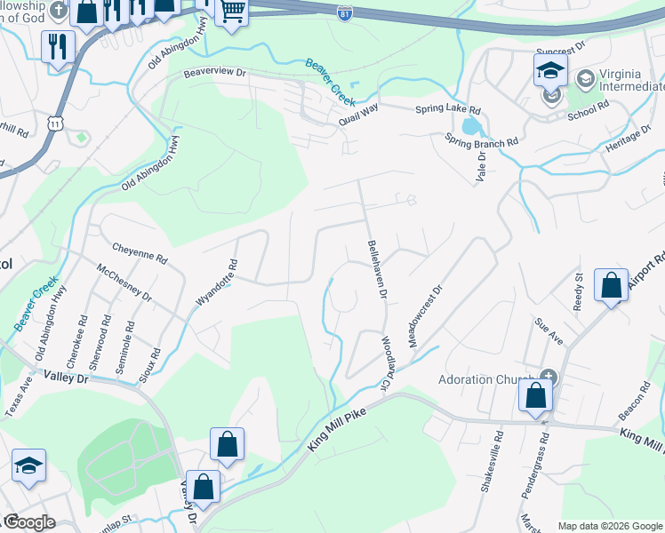 map of restaurants, bars, coffee shops, grocery stores, and more near 101-107 Dawn Pl in Bristol