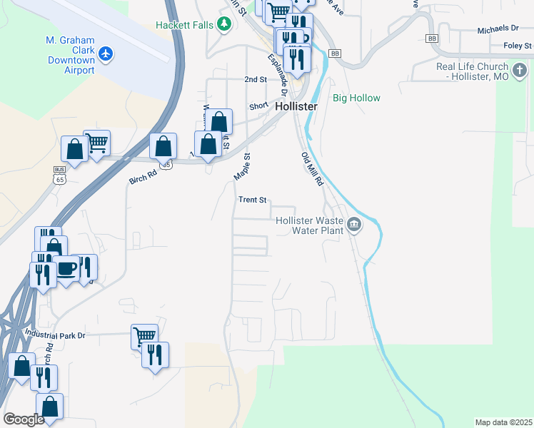 map of restaurants, bars, coffee shops, grocery stores, and more near 146 Trent St in Hollister