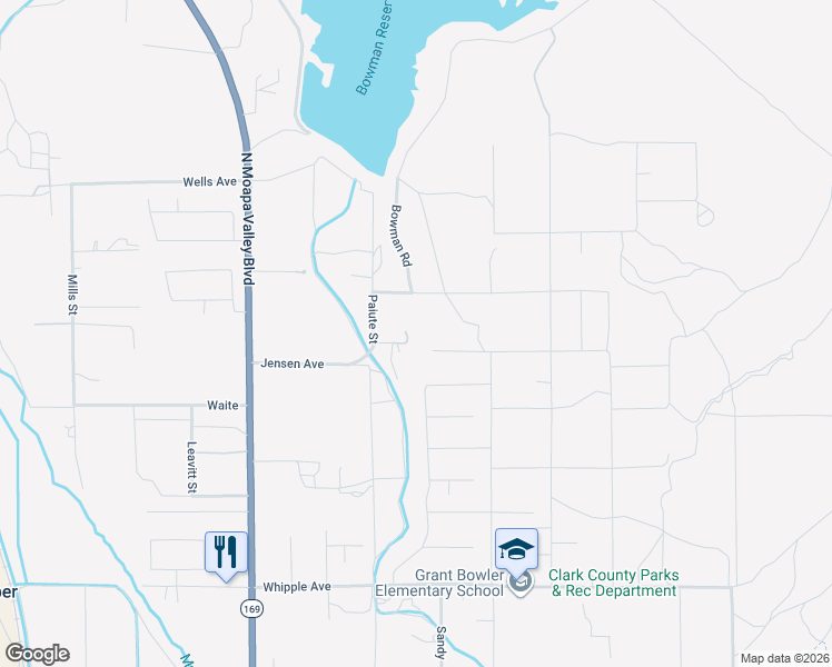 map of restaurants, bars, coffee shops, grocery stores, and more near 4135 Sandy Street in Moapa Valley