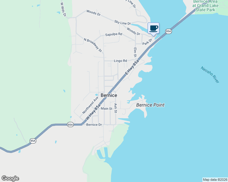 map of restaurants, bars, coffee shops, grocery stores, and more near in Bernice