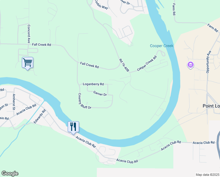 map of restaurants, bars, coffee shops, grocery stores, and more near 121 Columbus Trail in Branson