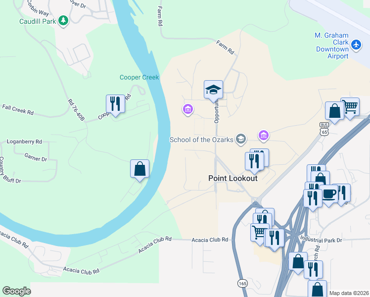 map of restaurants, bars, coffee shops, grocery stores, and more near in Point Lookout