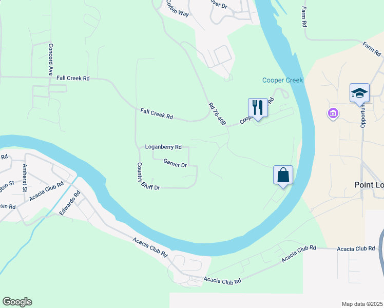 map of restaurants, bars, coffee shops, grocery stores, and more near 121 Columbus Trail in Branson