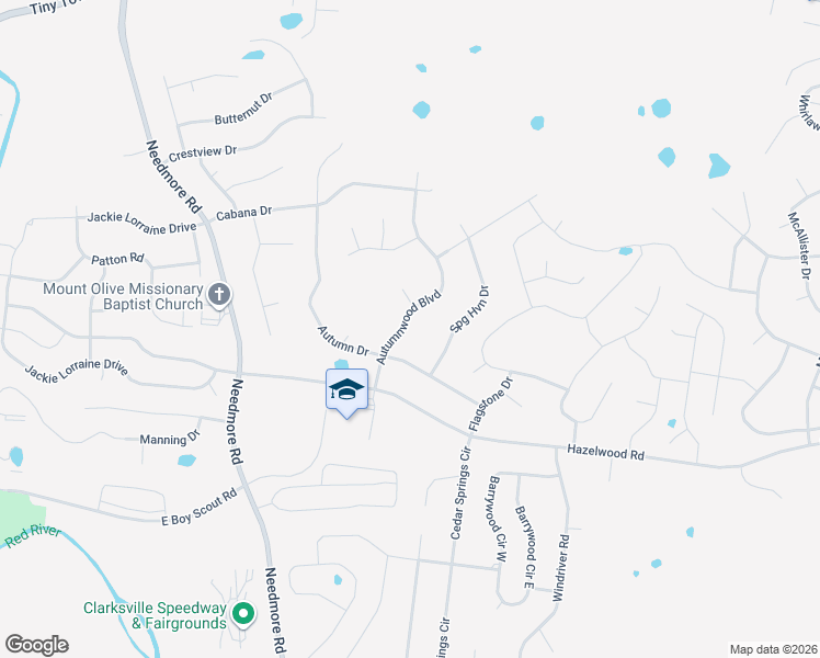 map of restaurants, bars, coffee shops, grocery stores, and more near 1728 Autumnwood Boulevard in Clarksville