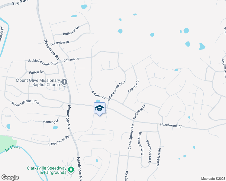 map of restaurants, bars, coffee shops, grocery stores, and more near 1728 Autumnwood Boulevard in Clarksville
