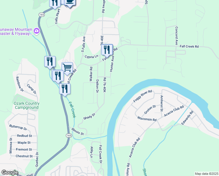 map of restaurants, bars, coffee shops, grocery stores, and more near 430 Hunter Avenue in Branson