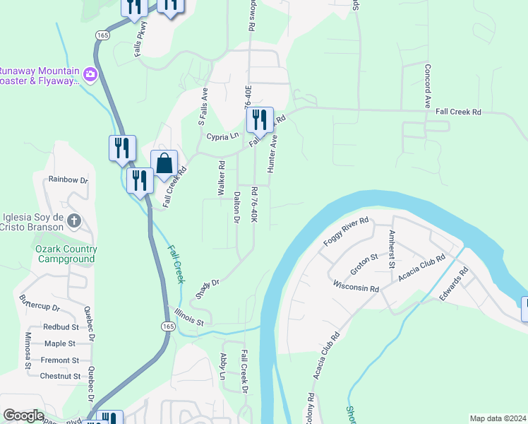map of restaurants, bars, coffee shops, grocery stores, and more near 418 Hunter Avenue in Branson