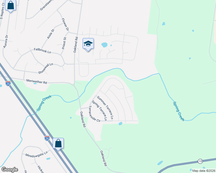 map of restaurants, bars, coffee shops, grocery stores, and more near 1059 Terraceside Circle in Clarksville