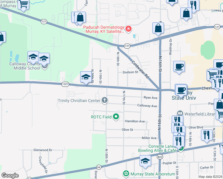 map of restaurants, bars, coffee shops, grocery stores, and more near 700-798 N 18th St in Murray
