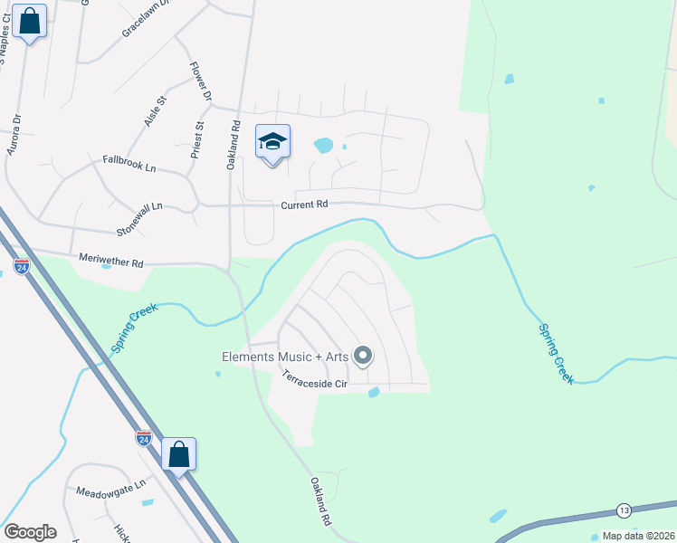 map of restaurants, bars, coffee shops, grocery stores, and more near 1059 Terraceside Circle in Clarksville