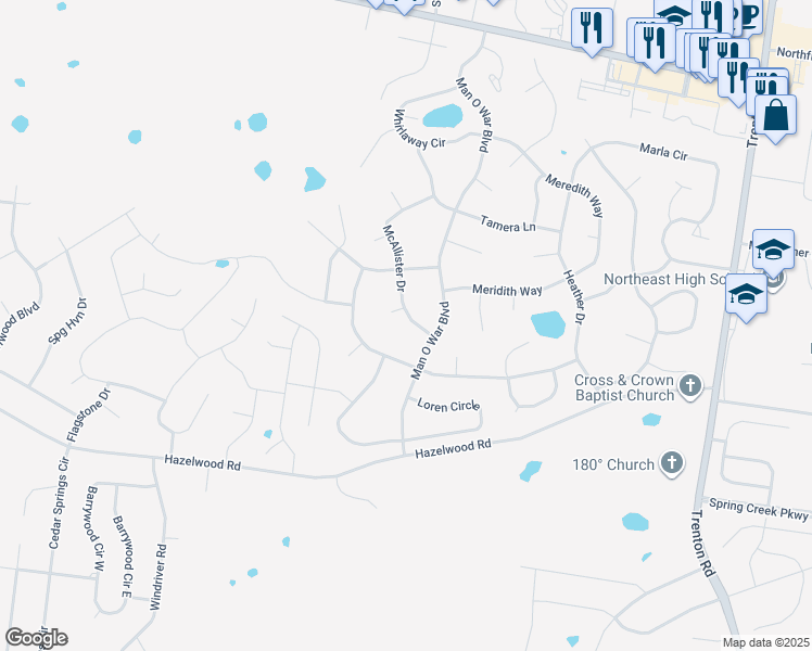 map of restaurants, bars, coffee shops, grocery stores, and more near 3786 McAllister Drive in Clarksville