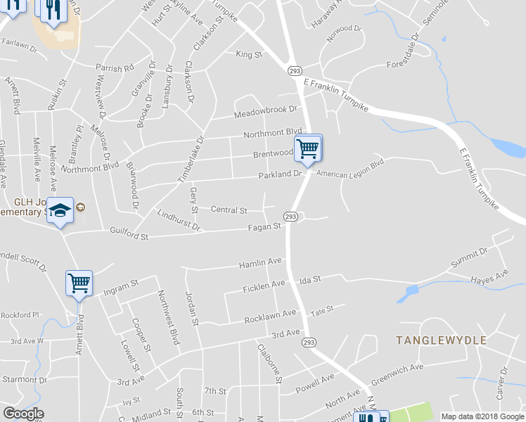 map of restaurants, bars, coffee shops, grocery stores, and more near 199 Kinzer Avenue in Danville