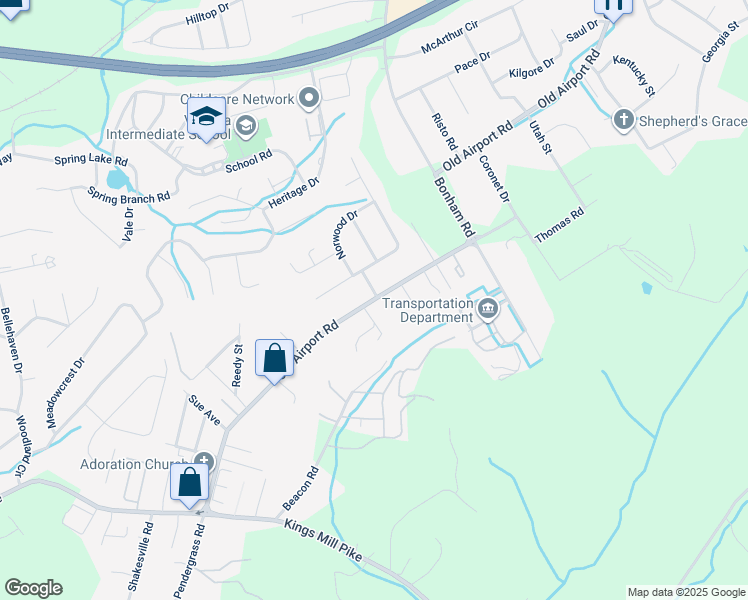 map of restaurants, bars, coffee shops, grocery stores, and more near 351 Old Airport Road in Bristol