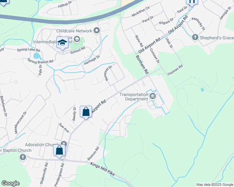 map of restaurants, bars, coffee shops, grocery stores, and more near 351 Old Airport Road in Bristol