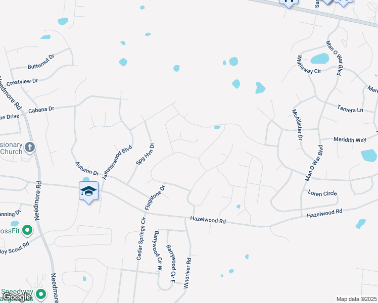 map of restaurants, bars, coffee shops, grocery stores, and more near 707 Rushville Dr in Clarksville