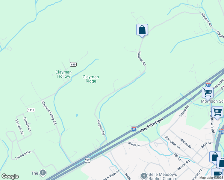 map of restaurants, bars, coffee shops, grocery stores, and more near 8389 Wagner Road in Bristol